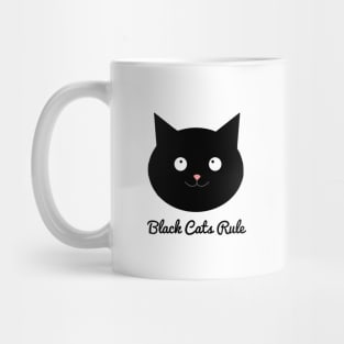 Black cats rule with cute black cats face Mug